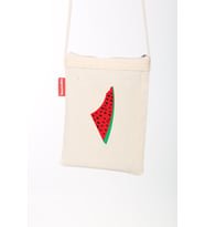 Geleneksel Filistin Karpuzlu Filistin Haritası Dijital Baskılı Askılı Kanvas Bez Fermuarlı Çanta 18*25 CM (Krem)