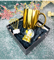 Gold Kupa Mini Elmas Gece Lambası Ve Altınyaldızlı Melek Kar Küresi Yılbaşı Seti