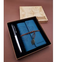 İsme Özel Defter Kalem Hediye Seti & Kutulu Not Defteri & Kutuda Defter Kalem , Silver Metal Kalem Ve Deri Defter / Kişiye Özel Defter Ve Kalem