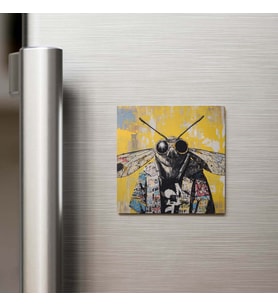 Moth - Güve - Güneş Gözlüklü Style - Buzdolap Magneti - 9x9 Cm