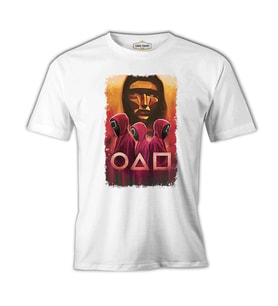 Squid Game - Maske Sarı ve Askerler Beyaz Erkek Tshirt