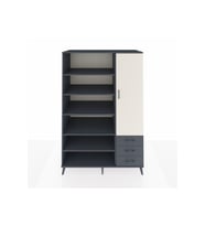 Kronos Dolap 9 Raflı 3 Çekmeceli Tek Kapaklı  132x59x195 Antrasit-Aytaşı/Antrasit
