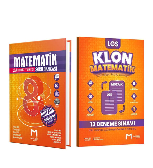 Mozaik Yayınları 8. Sınıf Matematik Soru Bankası ve Klon 13 Deneme