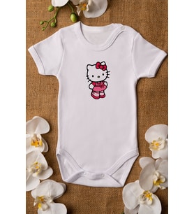 Kız Bebek Hello Kitty Organik Baskılı %100 Pamuklı Zıbın