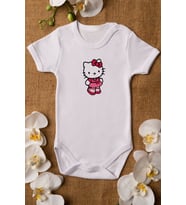 Kız Bebek Hello Kitty Organik Baskılı %100 Pamuklı Zıbın