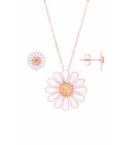 LAZER MİNELİ ZİRKON TAŞLI 925 AYAR GÜMÜŞ PAPATYALI ROSE KOLYE