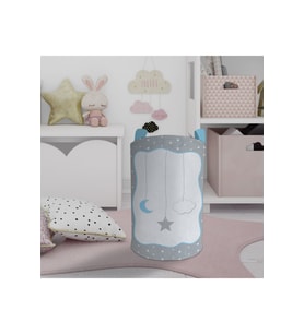 MEKTA HOME BEBEK VE ÇOCUK ODASI Yıldız ve Ay Desenli Çerçeveli Oyuncak Sepeti