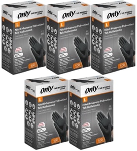 Only Evo Beyond Siyah Pudrasız Nitril Eldiven - Muayne İş Eldiveni - Large - 100'lü 5 Paket