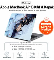MacBook Air 13.3 İnç Kılıf A1932 A2179 A2337 M1 Uyumlu Hard Case Sert Koruyucu Kapak Mavi Siyah Mermer Desenli İnce Hafif Laptop Kılıfı