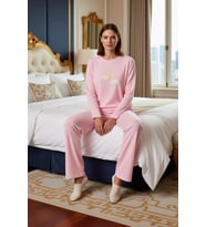 Kadın Sevimli Penguen Desenli Polar Pijama Fonksiyonel Dayanıklı Kaliteli Konforlu Estetik