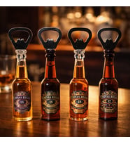 4'lü Set İkonik İçki Şişesi Tasarımlı Magnetli Şişe Açacağı Dekoratif Bar Tipi Açacak 14 Cm