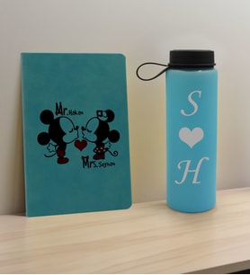 BK Gift Sevgiliye Özel İsimli Turkuaz Defter ve Cam Matara Hediye Seti-5, Sevgiliye Hediye, Sevgililer Günü, Yeni İş Hediyesi