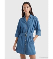 LCW Vision İndigo Kemerli Mini Jean Elbise