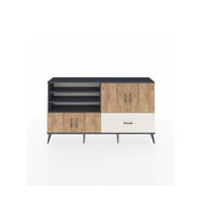 Arges Konsol 5 Raflı Tek Çekmeceli 4 Kapaklı 176x30x99 Antrasit-Çam/Aytaşı