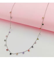 Gümüş Zirkon Taşlı Sallanır Kolye 925 Ayar