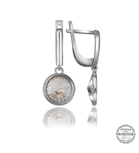 Swarovski Crystal Taşlı Gümüş Beyaz Sallantılı Kadın Küpe