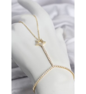 Gold Renk Pirinç Zirkon Taşlı Yıldız Model Şahmeran TJ-SN775