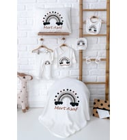 Pia Baby Premium %100 Pamuk Yenidoğan Erkek Bebek Hastane Çıkışı Hediyelik Set 5085-02 (Ekru)