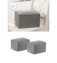 2'li Set Gri Küçük Boy Baza Altı Çorap Valiz Düzenleyici Çeyizlik Bohça Organizer Hurç / 30x22x18