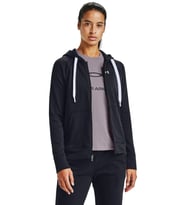 Under Armour Rival Terry Womens Hoodie Kadın Kapüşonlu Tam Boy Fermuarlı Sweatshirt Siyah