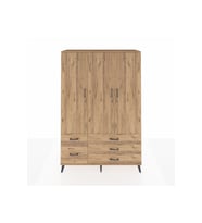 Hyperion Gardrop 5 Raflı 5 Çekmeceli Tek Askılı 132x44x195 Çam-Çam
