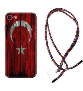 Apple iPhone 5 6 7 8 Plus Se XR Kılıf Boyun Asklı Rasta Silikon Şanlı Türk Bayrağı 2 1317