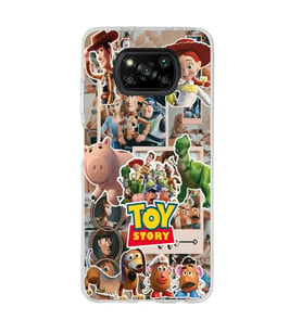 Poco X3 Pro / X3 NFC Uyumlu Toy Story Kolaj Tasarımlı Şeffaf Telefon Kılıfı
