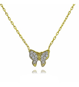 Kelebek Zirkon Taşlı Minimal Kolye (Karışık)