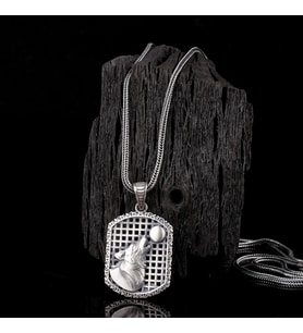 925 Ayar Gümüş Ay Kurt Motifli Unisex Model Kolye (Gri)
