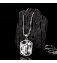925 Ayar Gümüş Ay Kurt Motifli Unisex Model Kolye (Gri)