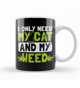 Cat Weed Only Need My Cat And Weed Gift Kedi Kupa Bardak Porselen