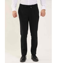 Siyah Erkek Slim Fit Çizgili Klasik Pantolon