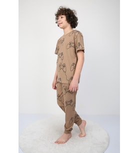 Kısakollu Play Console Desenli Erkek Çocuk Pijama Takımı (ALT-ÜST)