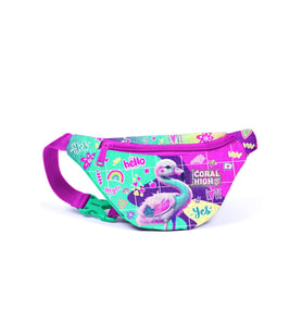 Coral High Kids Pembe Su Yeşili Flamingo Desenli Bel Çantası 11523