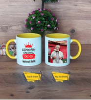 Dedeye Hediye Kupa Bardak Sarı Fotoğraflı Dedeye Babalar Günü Hediyesi