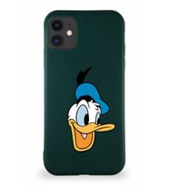 Apple iPhone 11 Soft Premier Kapak Donald Duck-A Tasarımlı Silikon Kılıf - Yeşil (Şeffaf)