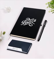 BK Gift Kişiye Özel İsimli Siyah Defter Kalem Kartvizitlik Hediye Seti-5