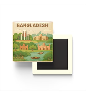 Bangladeş - Bangladesh - Paper Cut Art - Baskılı Buzdolap Magneti Kare - 9x9 cm