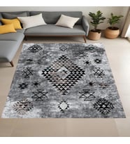Eliana Home Dijital Baskı Yıkanabilir Kaymaz Taban Salon Halısı Ve Yolluk LNA0914-FNL131 (Gri)