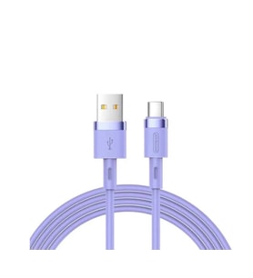 Joyroom İphone USB Renkli Yanmaz Silikon Data Şarj Kablosu (Mor)