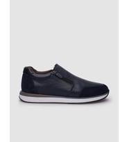 %100 Hakiki Deri Lacivert Fermuarlı Erkek Sneaker