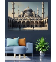 İstanbul Camii Ve Şehir Silüeti Dekoratif Kanvas - Mdf Ahşap Tablo