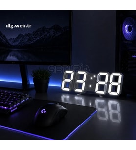 DLG Akıllı 3D LED Dijital Masa Saati Tarih Sıcaklık Alarm Ayarlanabilir Parlaklık Beyaz Renk