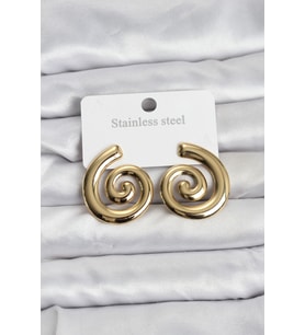 316L Çelik Gold Renk Sarmal Modelli Kadın Küpe Tj-Bkp11508
