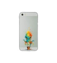 iPhone 5S ile uyumlu Splash ahtapot tasarımlı şeffaf silikon kılıf
