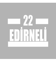 22 Edirneli Araba Sticker siyah 16X9 CM (Beyaz)