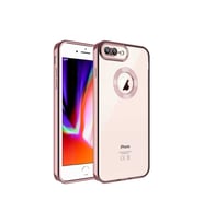 Apple iPhone 8 Plus Uyumlu Kılıf Kamera Korumalı Logo Gösteren Zore Omega Kapak (Rose Gold Altın)