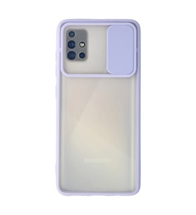 Samsung Galaxy A71 Kılıf Palm Buzlu Kamera Sürgülü Silikon - Lila
