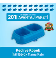 Kedi ve Köpek İkili Büyük Mama Kabı - 20 Adet