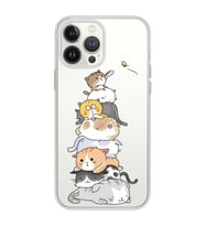 Iphone 15 Pro Uyumlu Sevimli Kedicikler Tasarımlı Şeffaf Telefon Kılıfı